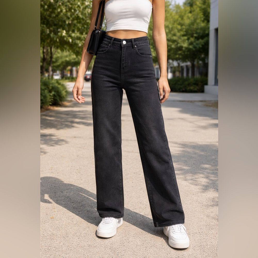 Catch Me Premium Black High-Waisted Straight Leg Jeans Size EUR 40